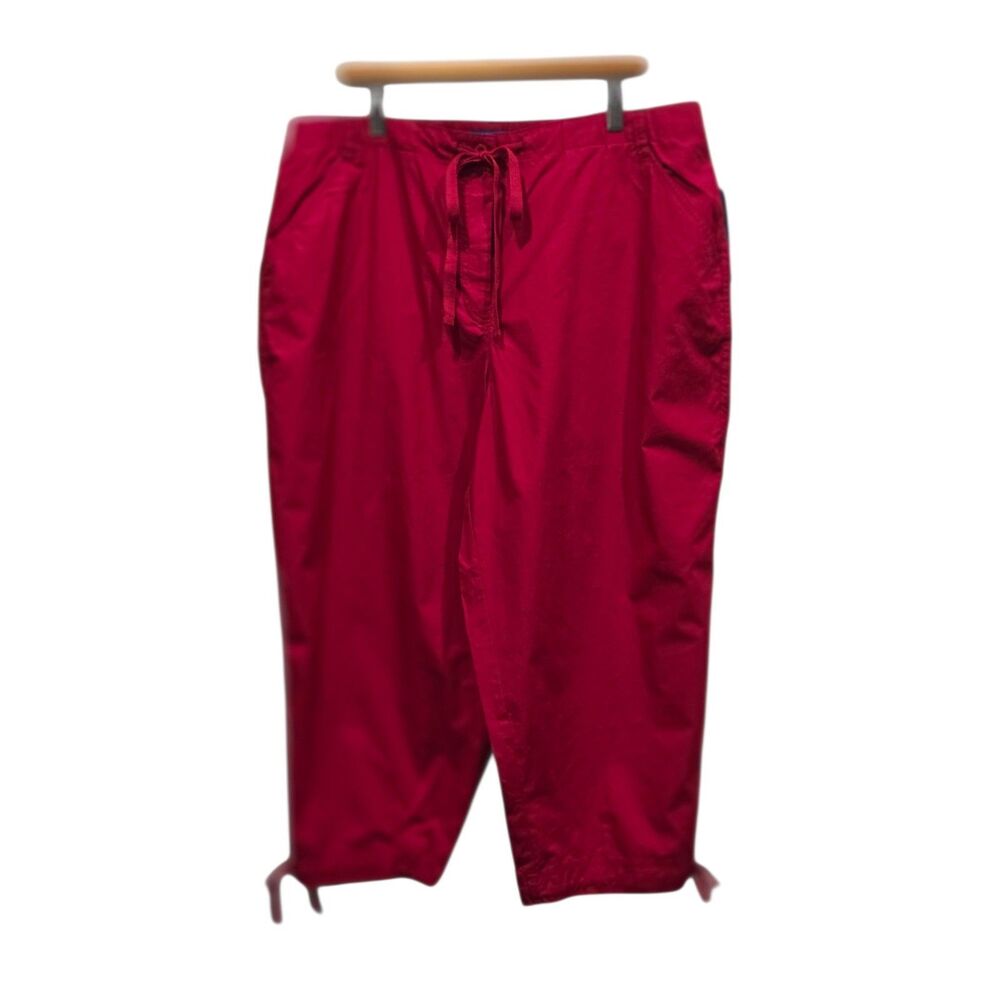 Karen Scott Sport Capri Pants 20W Red Cotton Drawstring Skimmer NWT
